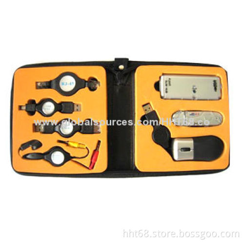 Combination Tool Sets with Mini 4-port USB Hub, RJ45 to RJ45 Cable, Earphones and Card ReaderNew
